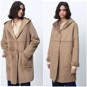 Zara Reversible Faux Fur Coat, Size XS